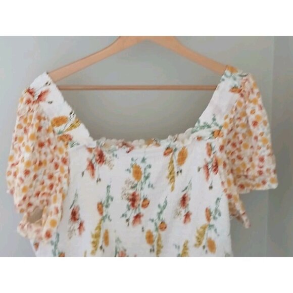 Torrid Smocked Flutter Short Sleeve Crop Top Plus Size 3 3X 22 24 Floral Boho - Picture 7 of 7